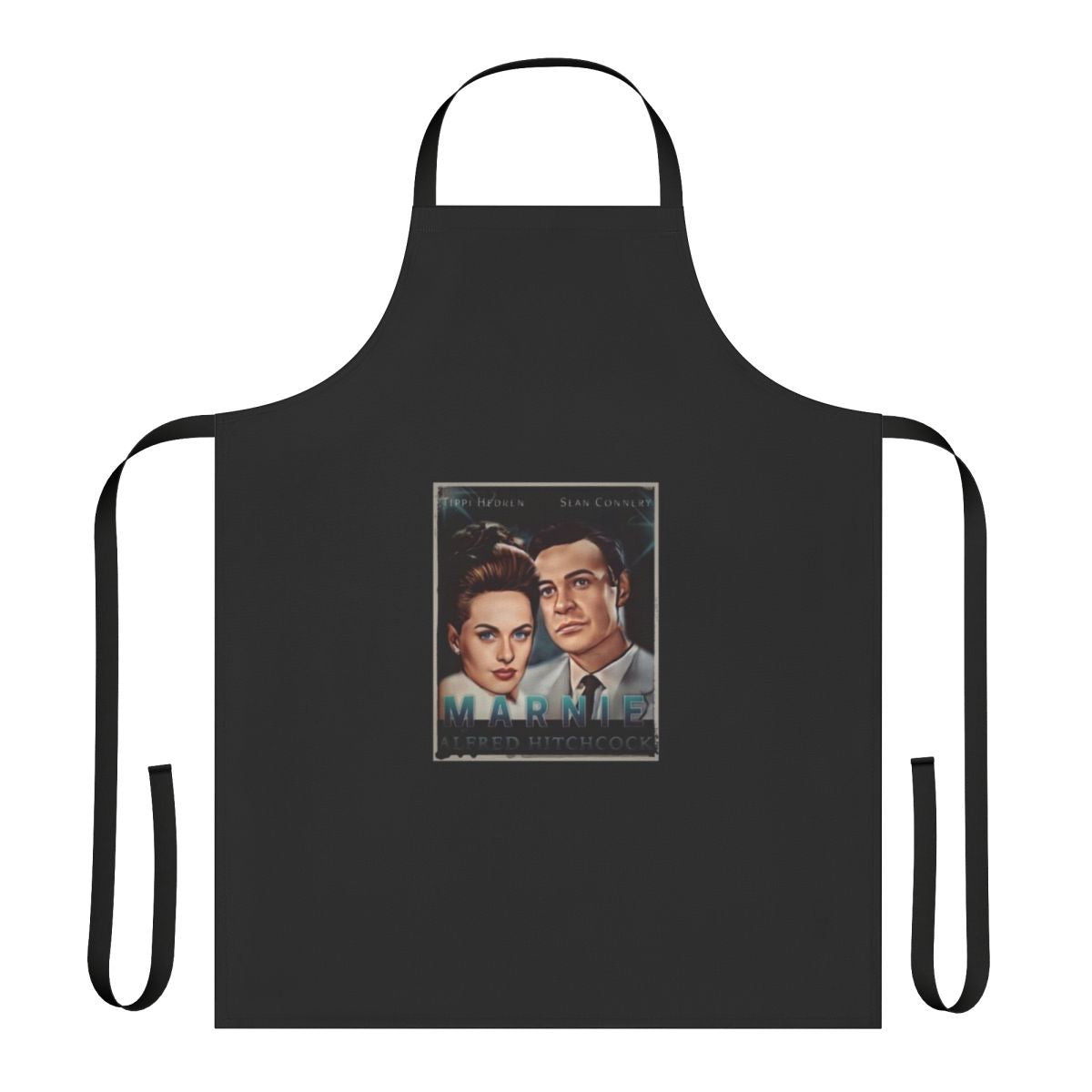 Vintage-inspired apron featuring a design inspired by the classic Alfred Hitchcock film "Marnie"