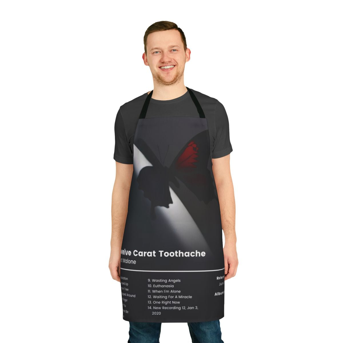 Vintage-inspired music lover's apron with a minimalist design