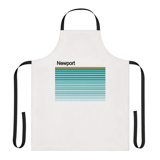 Vintage-inspired apron featuring a Newport cigarette aesthetic design