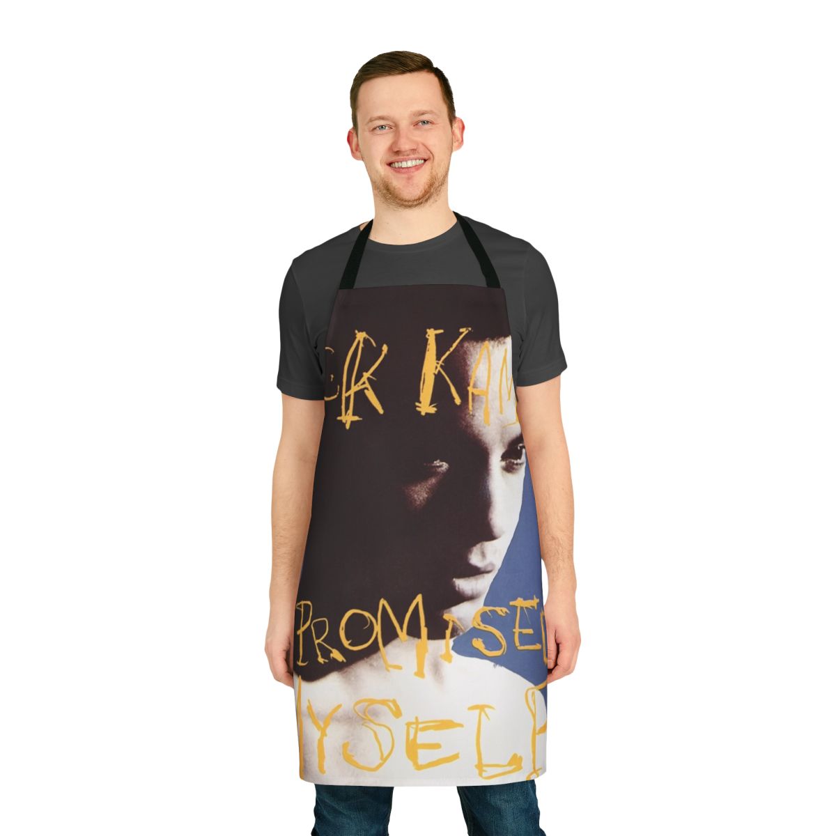 Vintage-inspired apron featuring the likeness of late English singer Nick Kamen