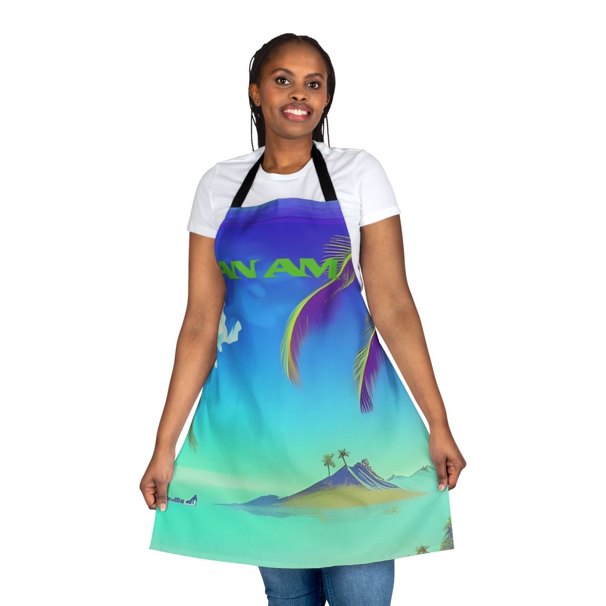 Retro-style apron featuring the iconic Pan Am airline logo and colors
