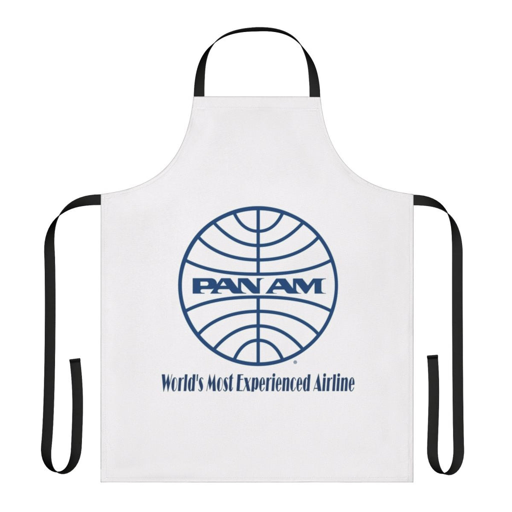 Vintage-inspired Pan Am airline apron featuring the iconic Pan Am logo and "World's Most Experienced Airline" text