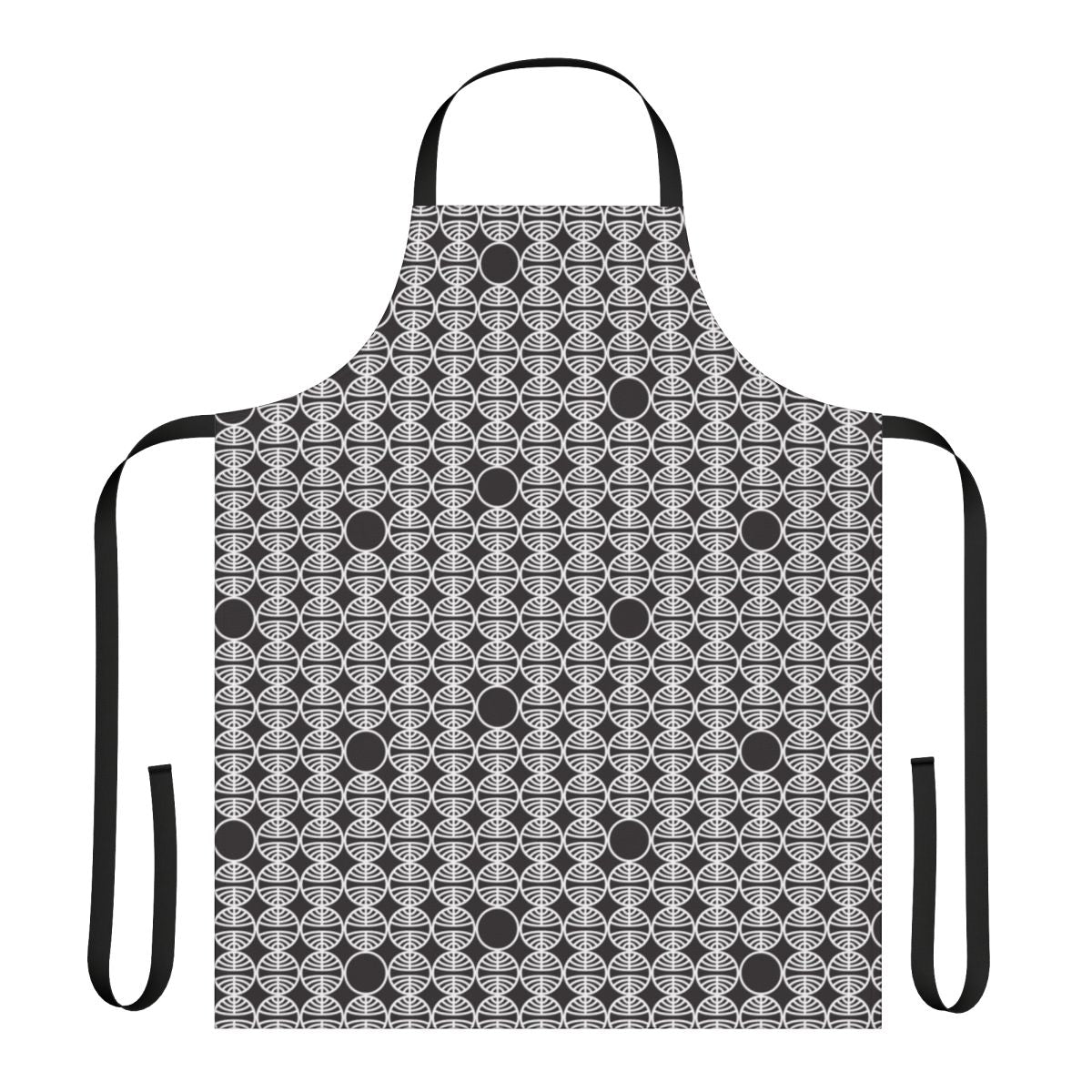 Vintage-inspired Pan Am-themed apron with a repeating globe pattern