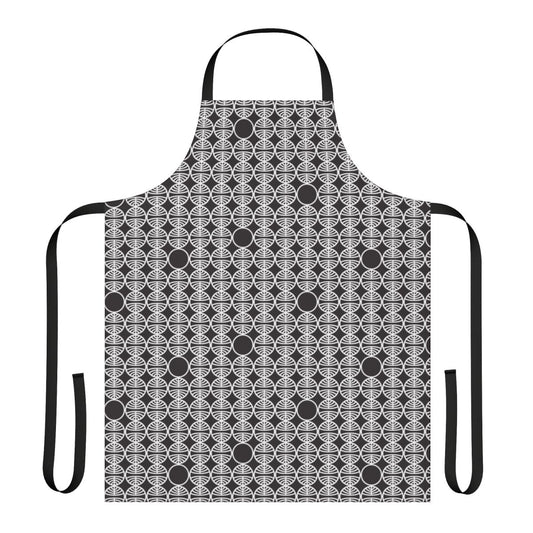 Vintage-inspired Pan Am-themed apron with a repeating globe pattern