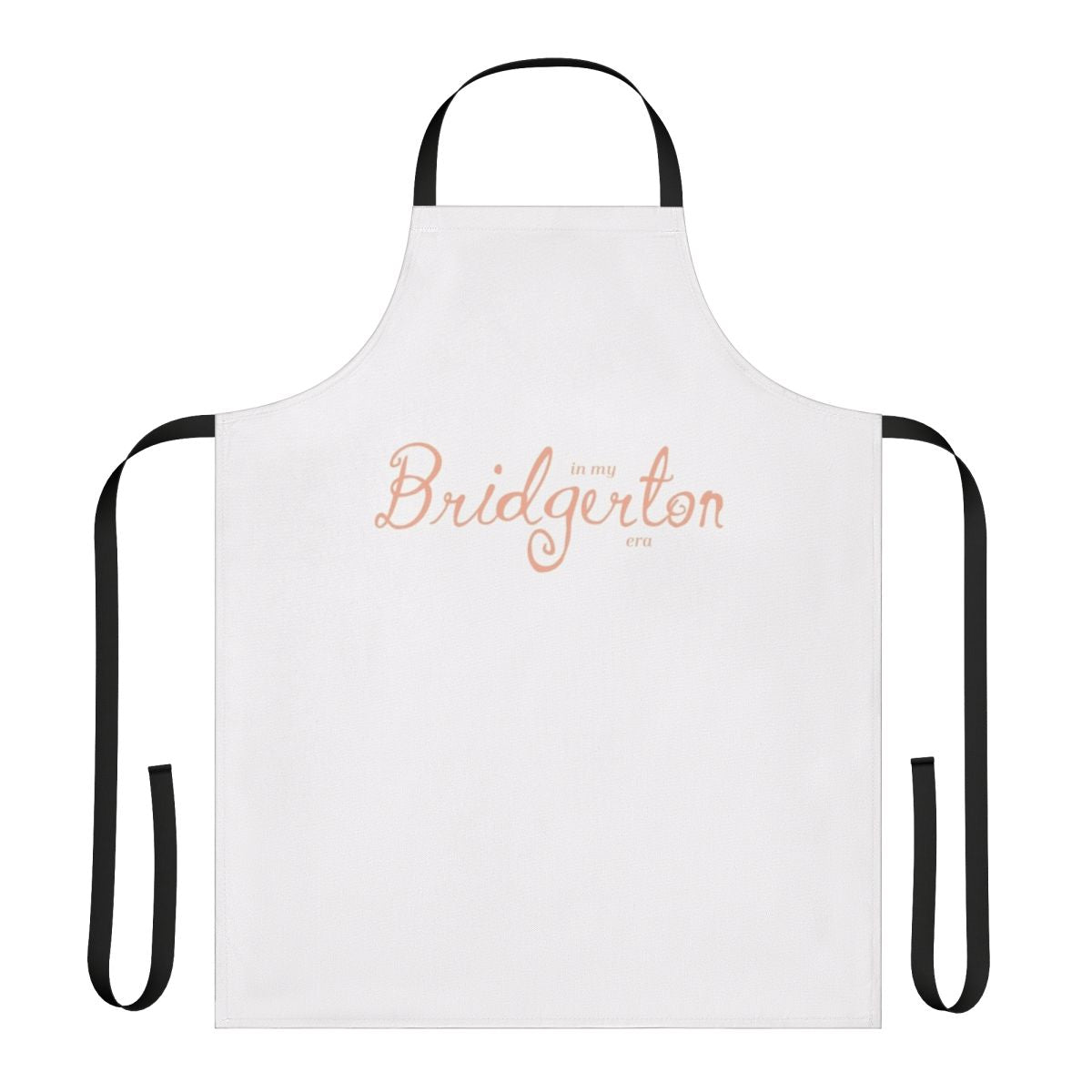 Peach apron with embroidered details, inspired by the Bridgerton era