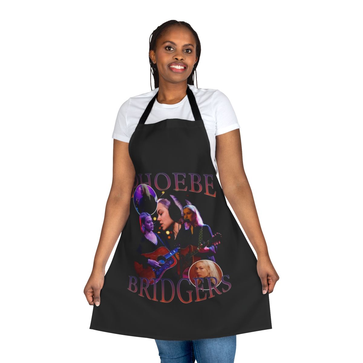Vintage-style apron featuring a Phoebe Bridgers bootleg tee shirt design