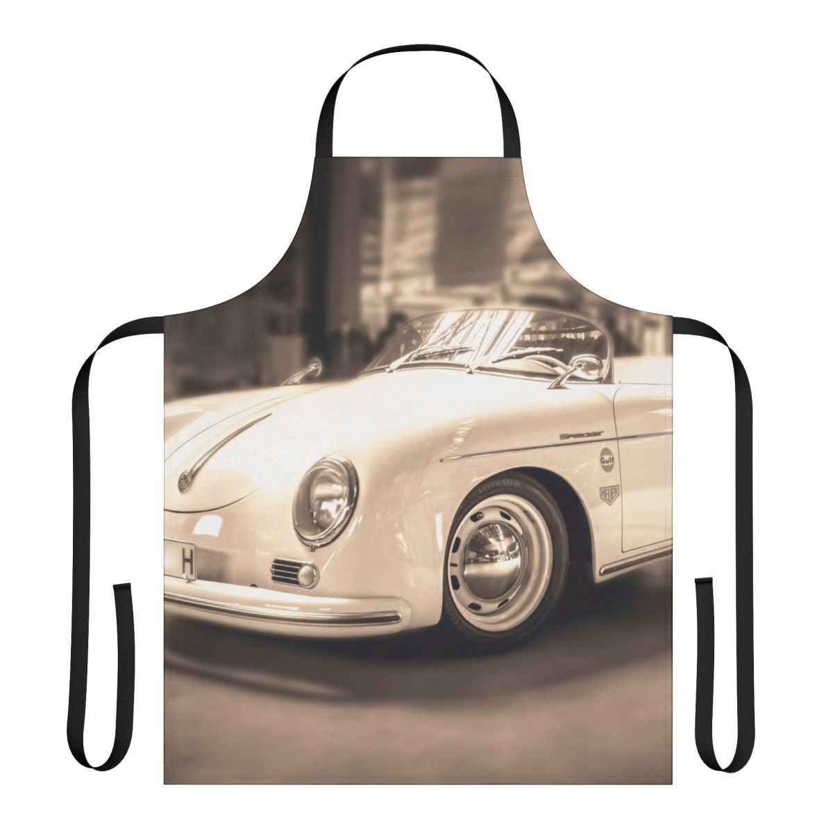 Porsche 356 Sepia Apron - Vintage-inspired automotive apparel for classic car enthusiasts