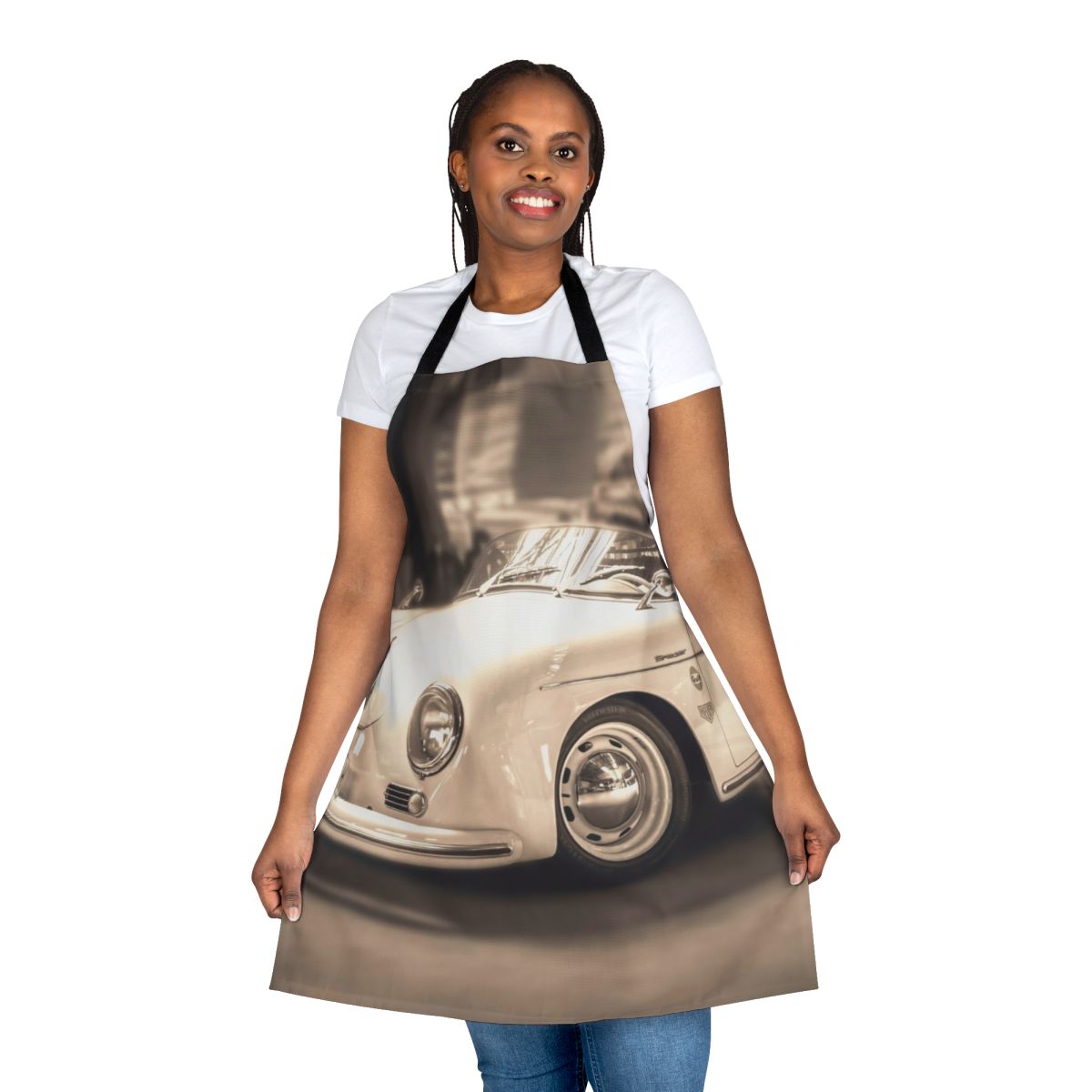 Porsche 356 Sepia Apron - Vintage-inspired automotive apparel for classic car enthusiasts