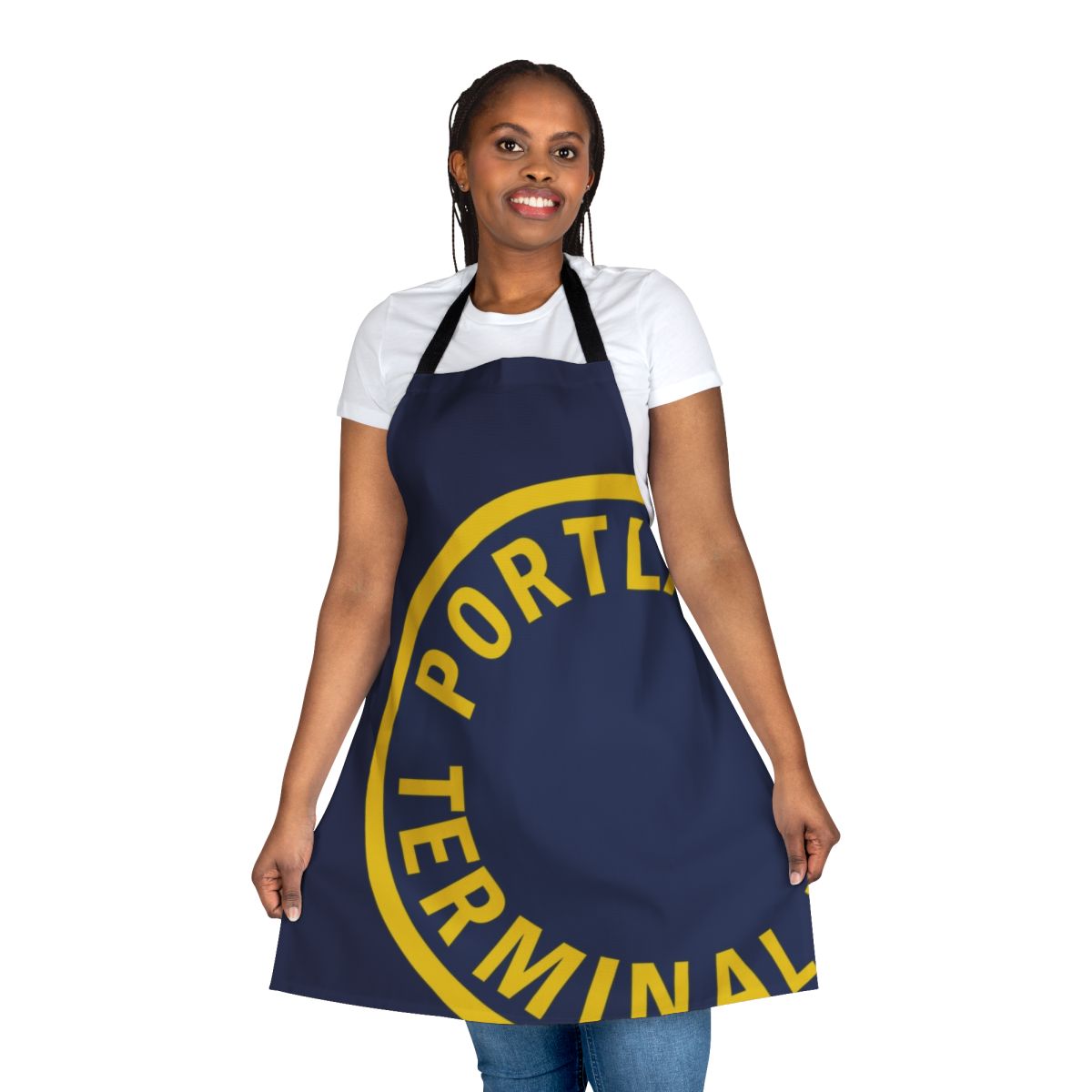 Vintage-inspired apron featuring the Portland Terminal Railroad and Pan Am logo