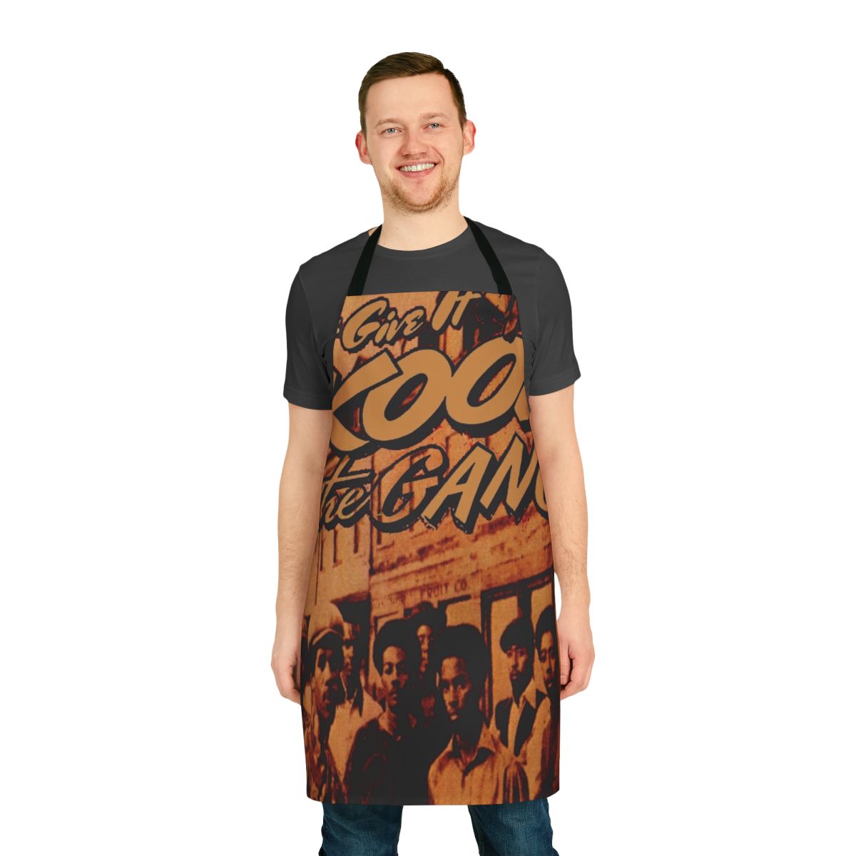 Retro-style apron featuring the Kool Gang band logo