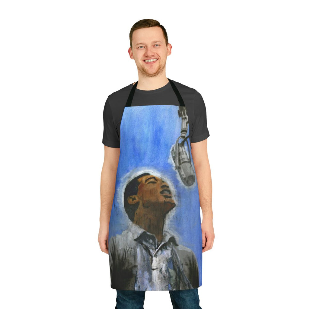 Retro portrait of soul music legend Sam Cooke printed on a high-quality kitchen apron