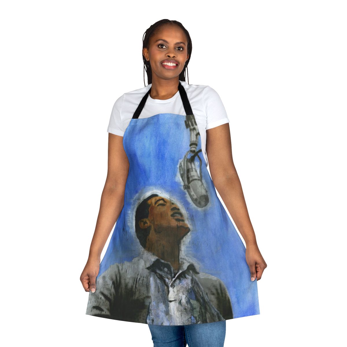 Retro portrait of soul music legend Sam Cooke printed on a high-quality kitchen apron