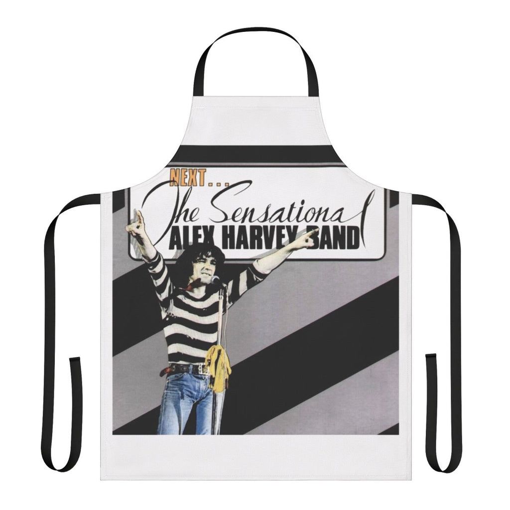 Vintage-inspired apron featuring the logo of the Scottish band, The Alex Harvey Band