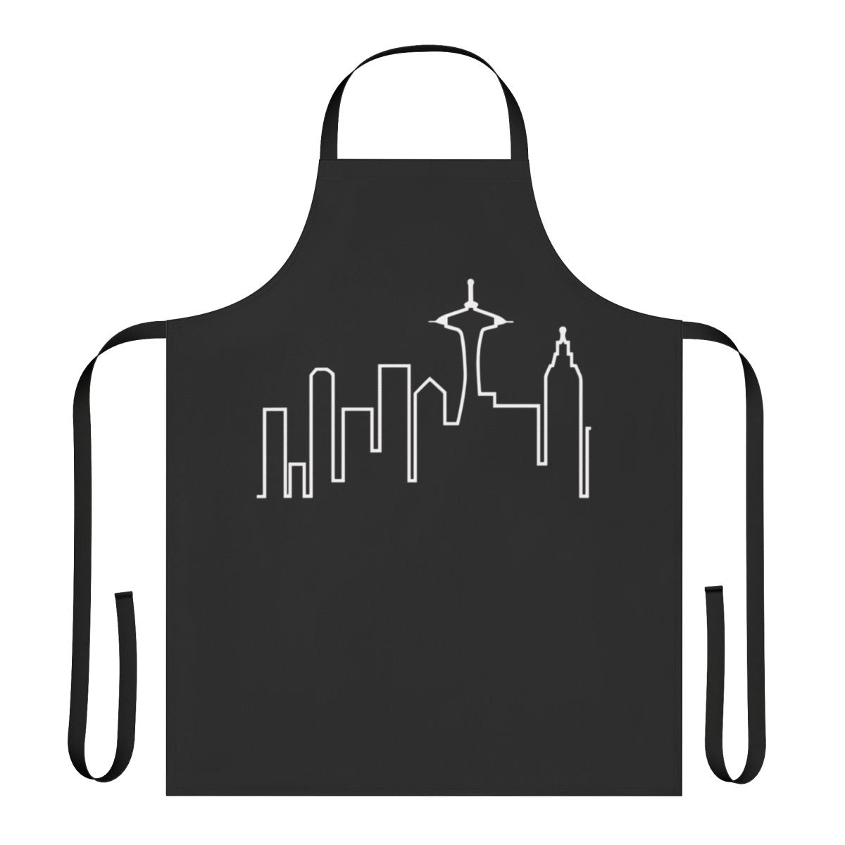 Vintage-inspired apron featuring the iconic Seattle skyline, a nod to the beloved TV show Frasier.