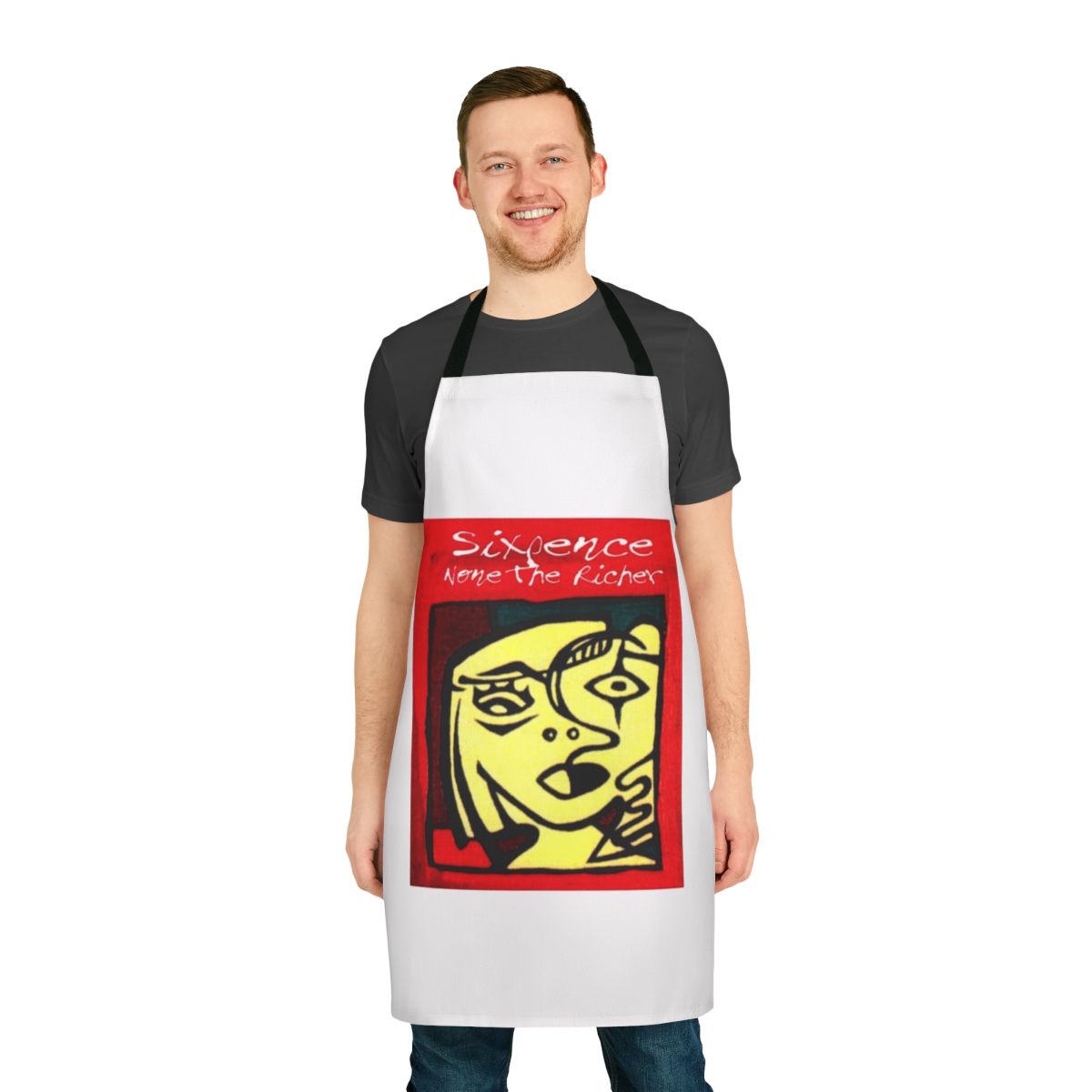 Vintage-style apron featuring the logo and name of the band Sixpence None the Richer