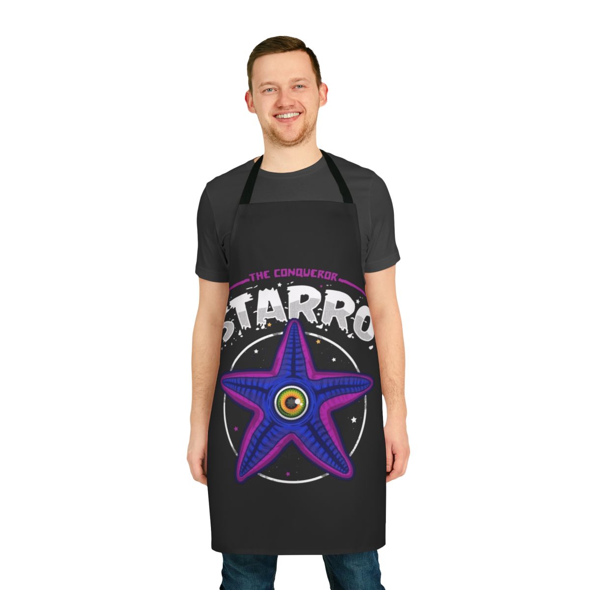Vintage-style apron with a classic starfish "Conqueror" design