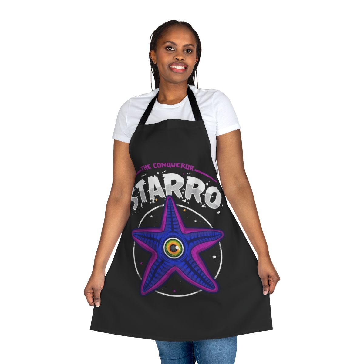 Vintage-style apron with a classic starfish "Conqueror" design