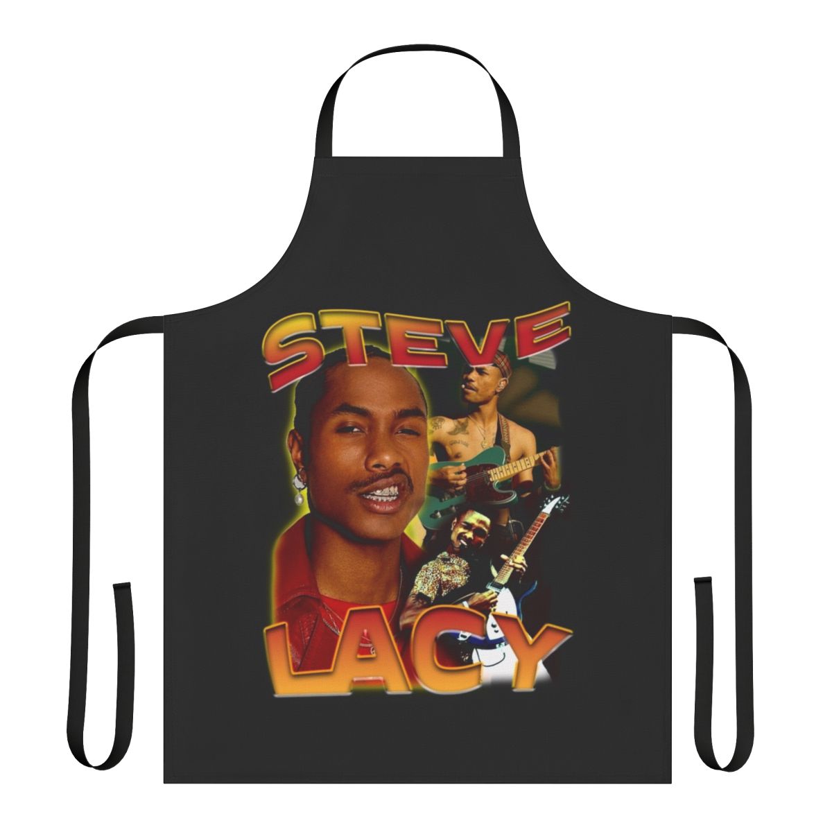 Vintage-style apron featuring a bootleg design inspired by indie artist Steve Lacy's music