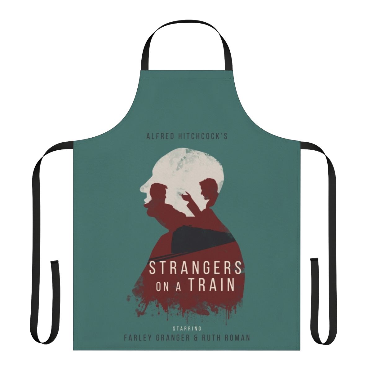 Vintage-inspired Alfred Hitchcock Strangers on a Train movie apron