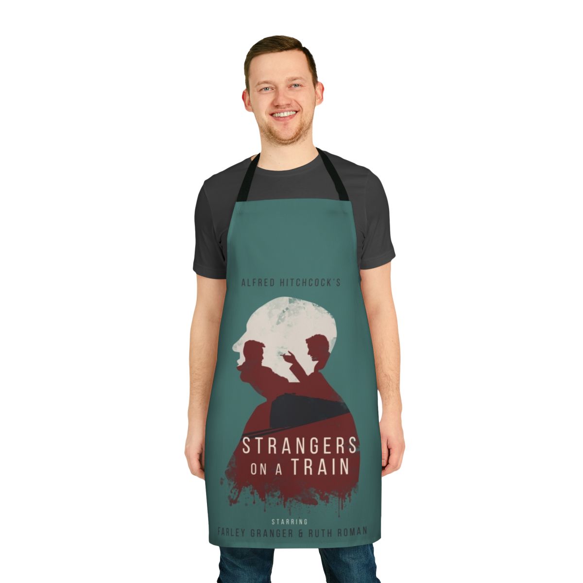 Vintage-inspired Alfred Hitchcock Strangers on a Train movie apron