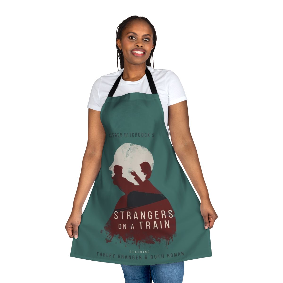 Vintage-inspired Alfred Hitchcock Strangers on a Train movie apron