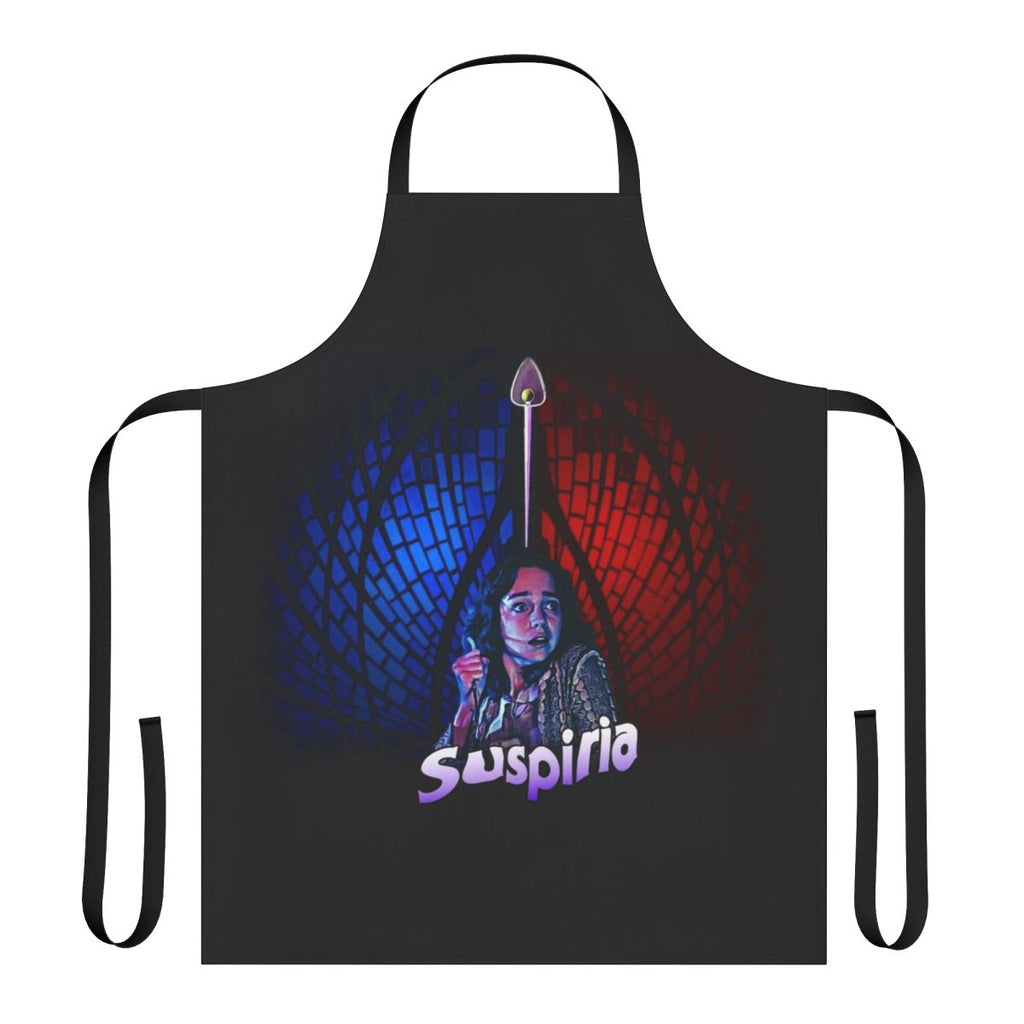 Suspiria-inspired horror-themed art apron in vivid technicolor