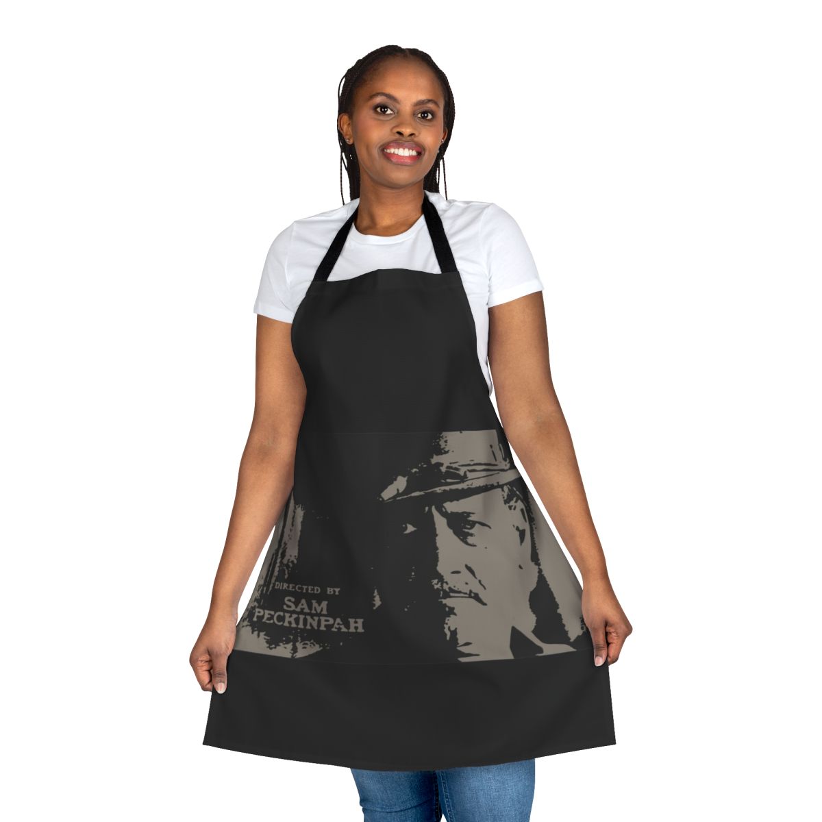 Vintage-style apron featuring imagery and design elements inspired by the classic western film "The Wild Bunch"