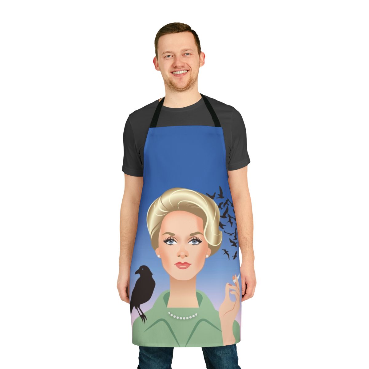 Vintage-inspired apron featuring Tippi Hedren from the classic thriller "The Birds" by Alfred Hitchcock