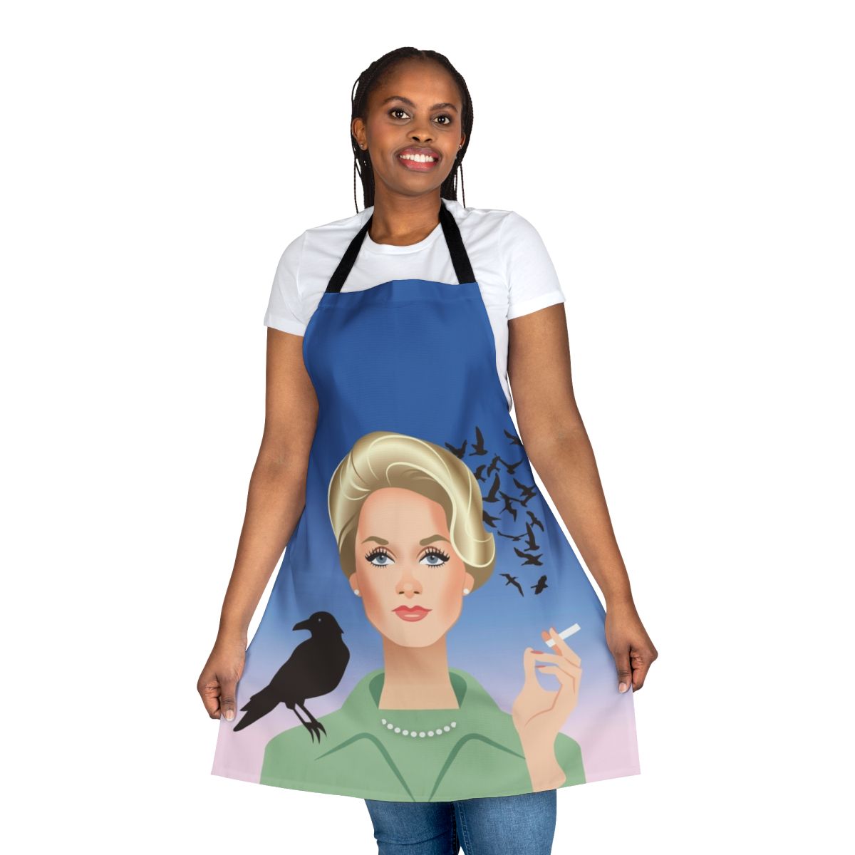 Vintage-inspired apron featuring Tippi Hedren from the classic thriller "The Birds" by Alfred Hitchcock