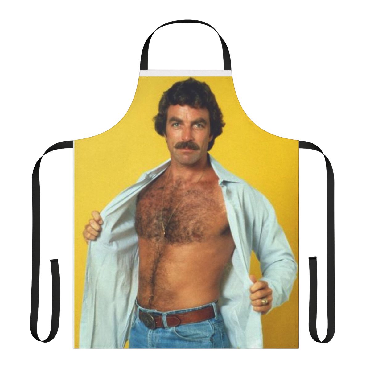 Vintage-inspired apron featuring a classic image of actor Tom Selleck