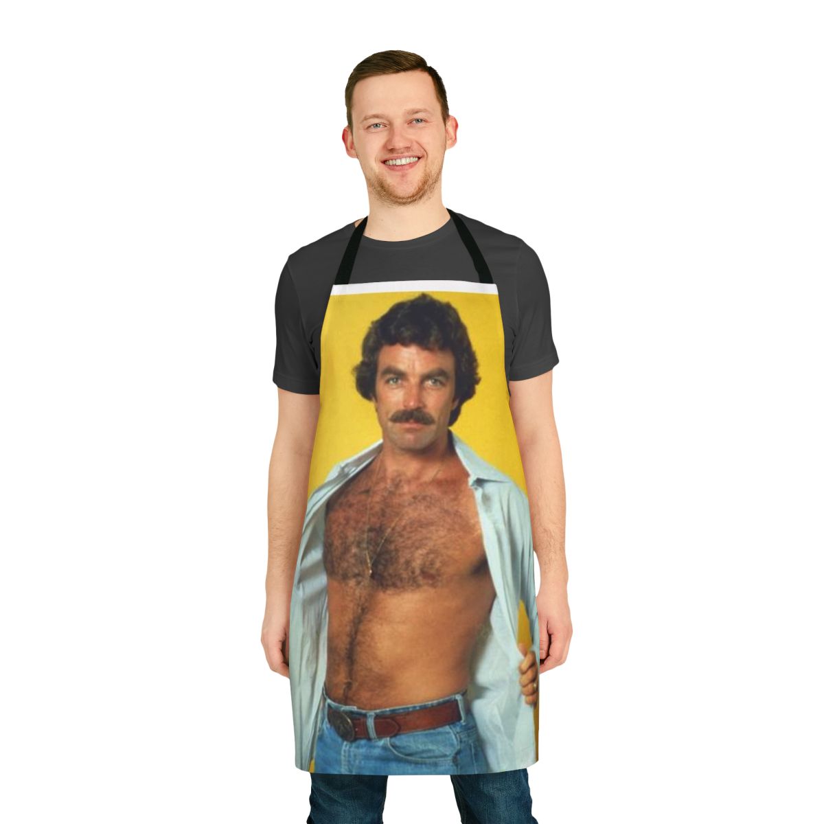 Vintage-inspired apron featuring a classic image of actor Tom Selleck