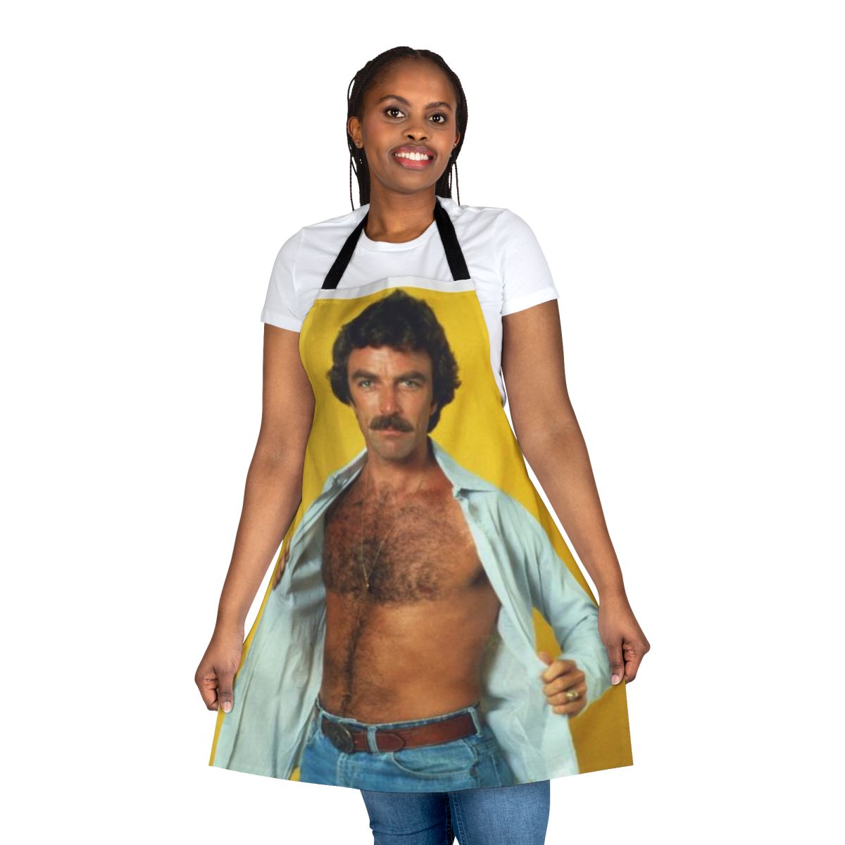 Vintage-inspired apron featuring a classic image of actor Tom Selleck