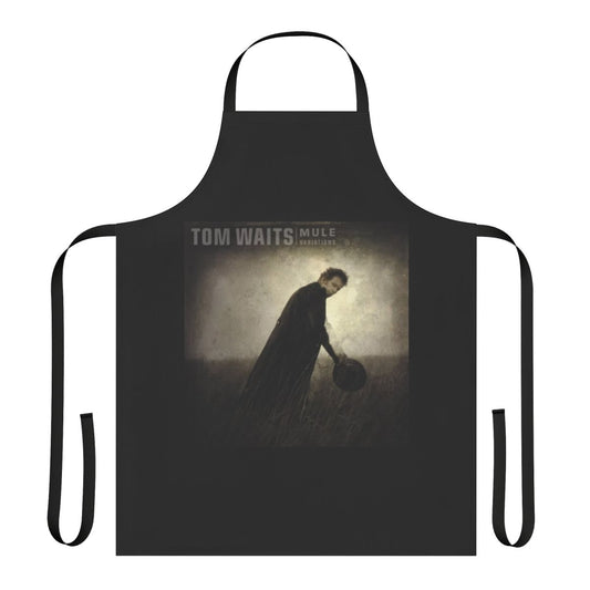 Vintage-style apron featuring a collage design inspired by Tom Waits' album 'Mule Variations'