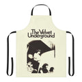 Vintage-inspired velvet apron with retro punk rock design