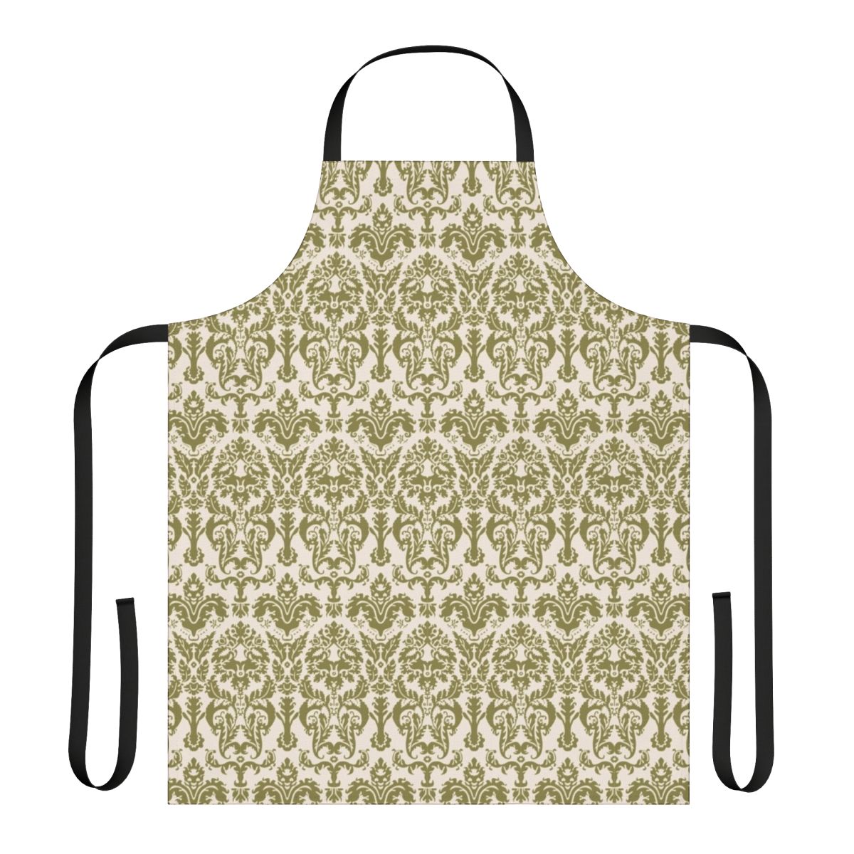 Apron featuring a vintage-style damask print inspired by the iconic curtains from the musical "The Sound of Music"