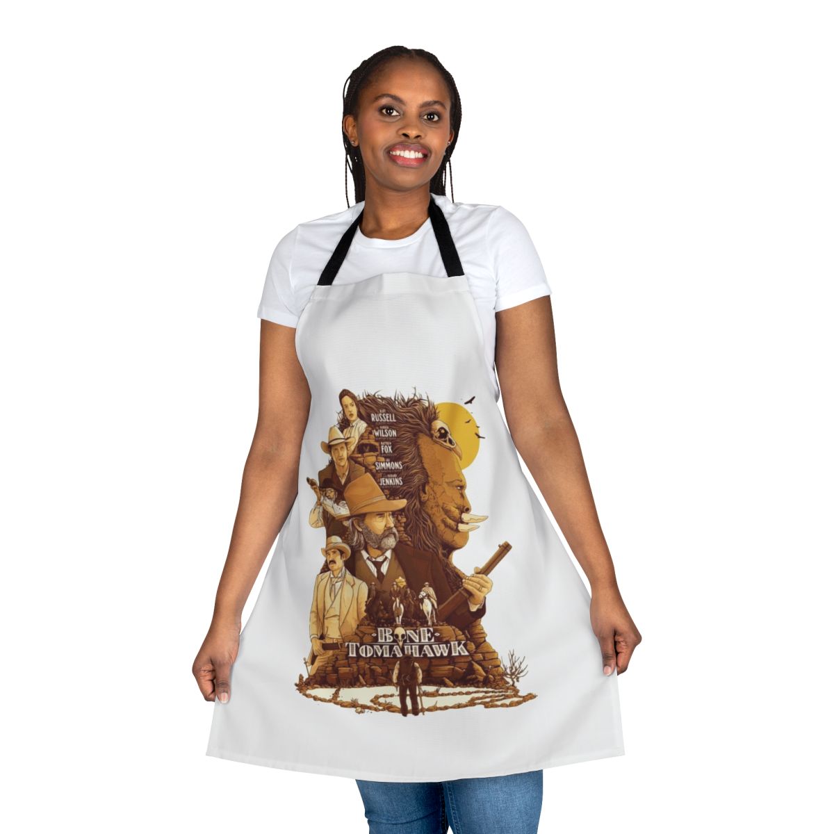 Vintage-style apron featuring artwork from the movie Bone Tomahawk