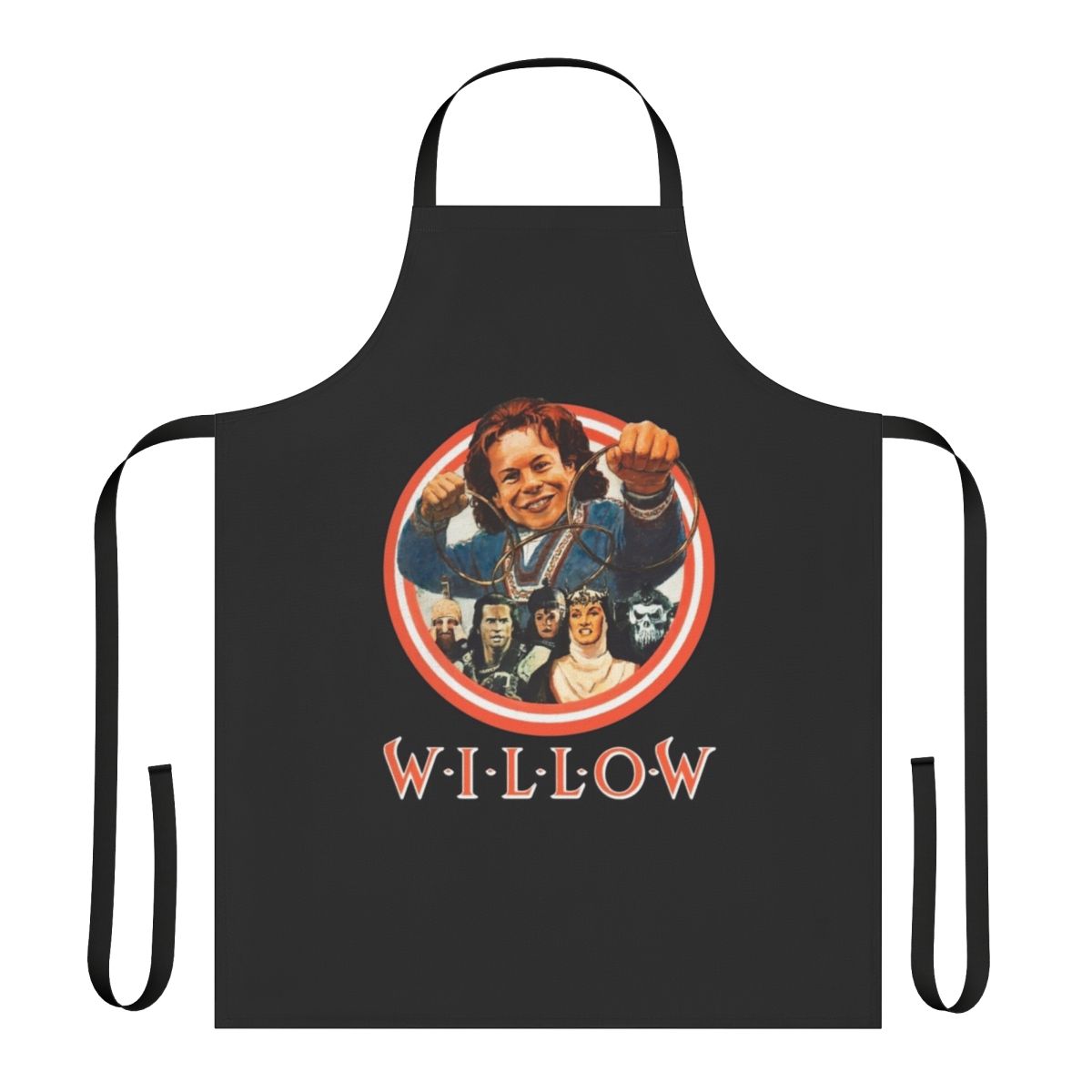 Willow-themed apron with retro and science fiction design elements