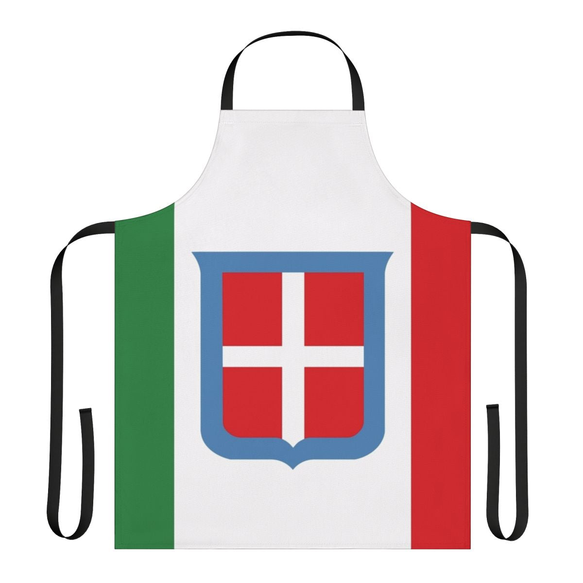 Vintage apron featuring the flag of the Kingdom of Italy from 1861, incorporating the Savoy coat of arms and colors.