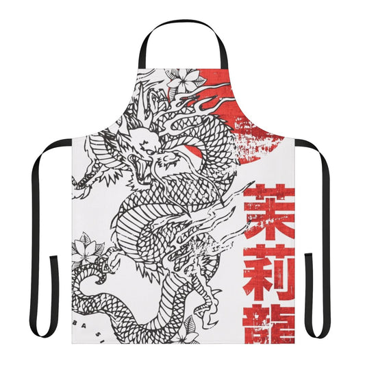 Vintage-style apron featuring a jasmine dragon design, inspired by the Avatar: The Last Airbender series.