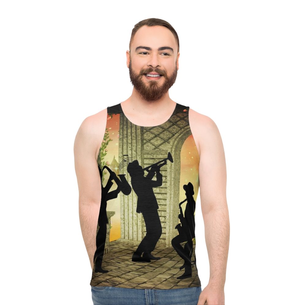 Vintage jazz music unisex tank top