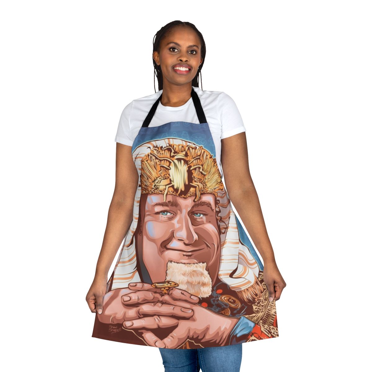 Vintage King Tut apron with 1960s TV show character design