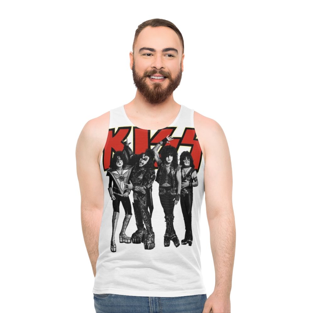 Unisex tank top featuring vintage Kiss band logo