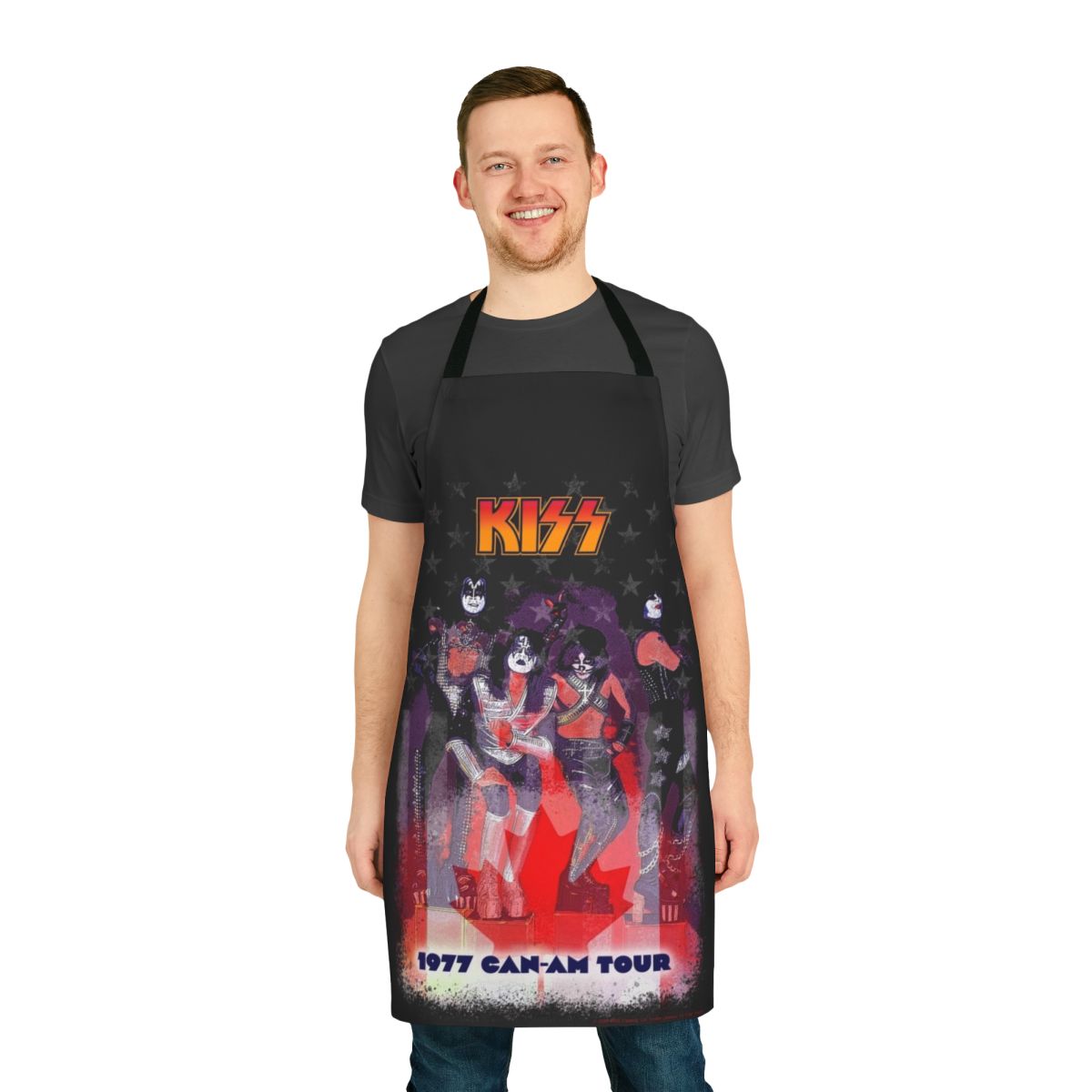 Retro Kiss Fan Art Apron with Band Members and Tour Imagery