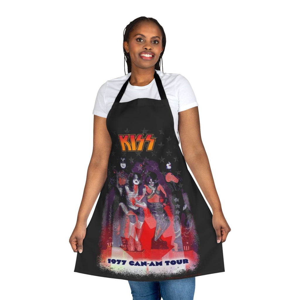 Retro Kiss Fan Art Apron with Band Members and Tour Imagery