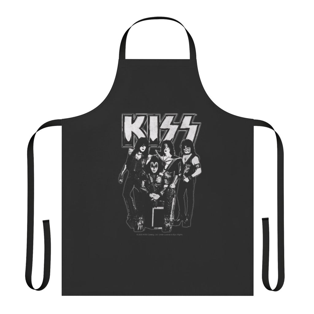 Vintage-style kiss band logo grunge-inspired apron