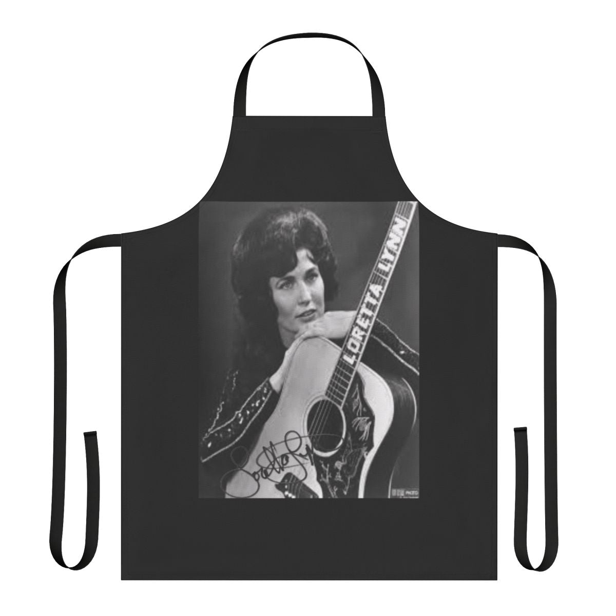 Vintage-style apron featuring classic Loretta Lynn country music imagery and lyrics
