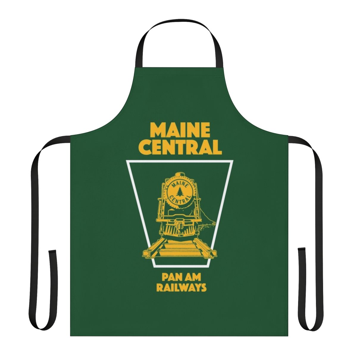 Vintage-style apron featuring the iconic Maine Central train emblem
