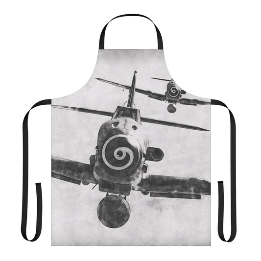 Vintage-style apron featuring the iconic Messerschmitt Bf 109K4 WWII German fighter plane.