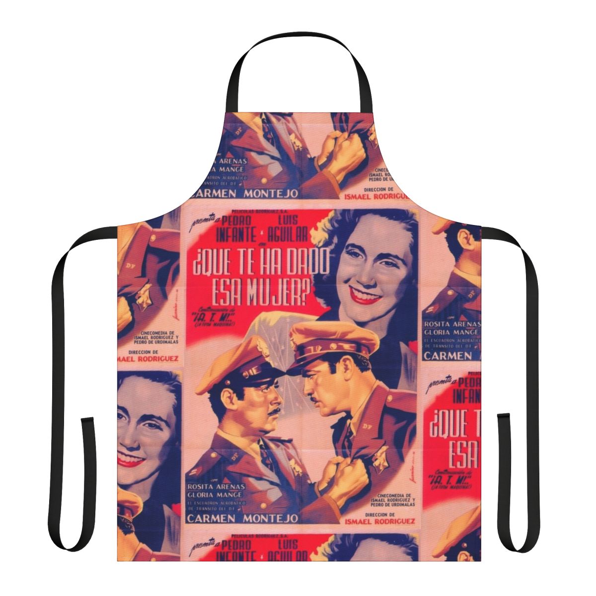 Vintage Mexican cinema icons design on a high-quality apron
