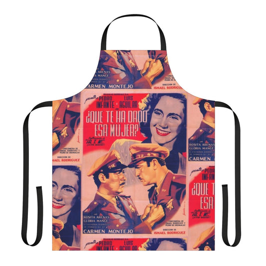 Vintage Mexican cinema icons design on a high-quality apron